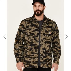 Carhartt mens camo rugged flex fleece snap front shirt jacket. Size Large. NWT